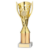 GOLD PLASTIC 'FLASH' CUP ASSEMBLED ON MARBLE (1in CEN) - 9in
